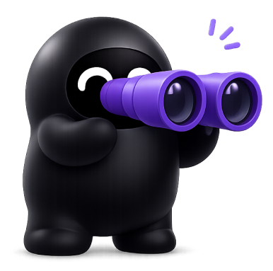 Seeker mascot scouting with binoculars